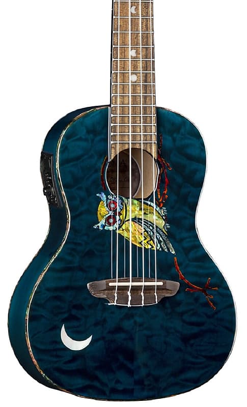 Luna Owl Quilt Top Concert Ukulele w/Preamp & Gig | Reverb