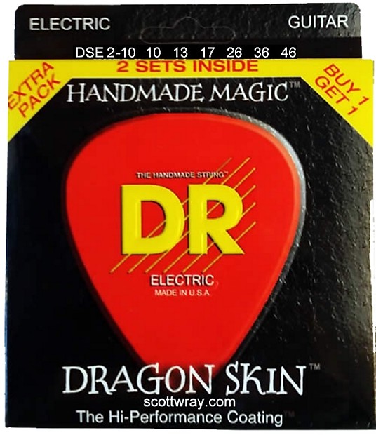 DR DSE2-10 Dragon Skin Electric Guitar Strings - Medium (10-46) 2-Pack image 1