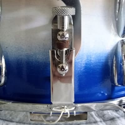 Snare Drum 14 x 6.5" with rings - 60's brass badge Blue White Natural Burst image 8
