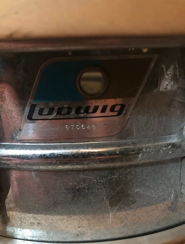 1971 Ludwig No. 400 Supraphonic 5x14" 10-Lug Aluminum Snare Drum with Pointed Blue/Olive Badge 1969 - 1979 - Chrome-Plated OBO image 1