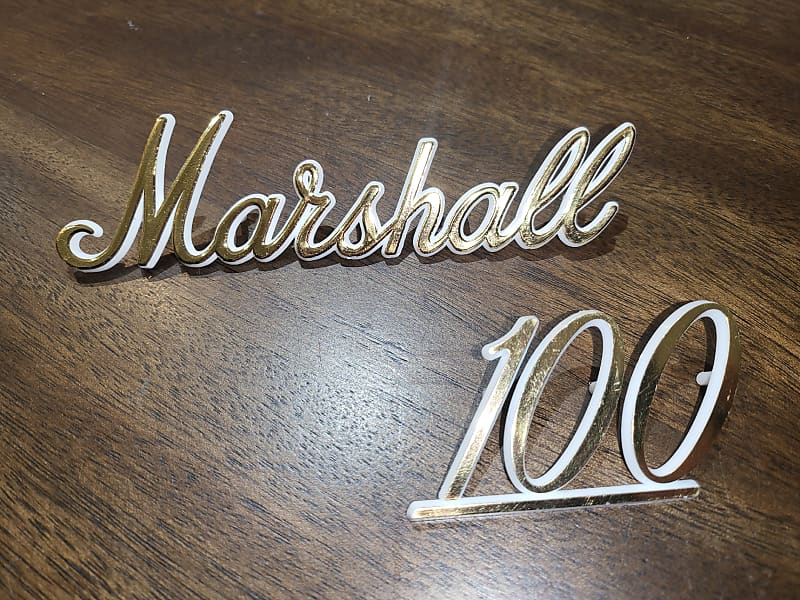 Marshall Logo 7 Inch Plus 100 Badge 70s Style 2020 Gold/White image 1