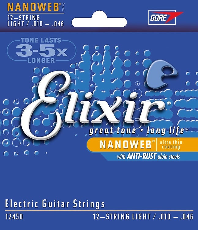 Elixir Strings 12450 Nanoweb Electric Guitar Strings - .010-.046 Light 12-string image 1