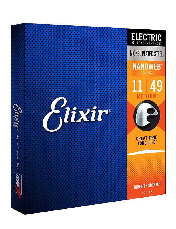 Elixir Strings Electric Guitar Strings with NANOWEB Coating, Medium (.011-.049) image 1