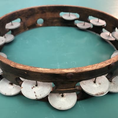 Antique Wooden Tambourine, 10”, late-1800s-1900s image 6