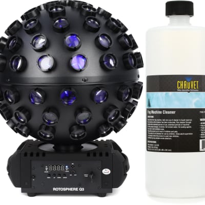 Chauvet DJ Rotosphere Q3 RGBW LED Mirror Ball Simulator Effect  Bundle with Chauvet DJ FCQ Fog Machine Cleaning Fluid - 1 Quart image 1