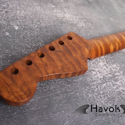 Strat Spoke Wheel Roasted Flame Maple Neck, Stainless Steel Frets, Satin ST Neck, 22 Medium Jumbo Jescar, S-Type Guitar Part Replacement Vintage image 2