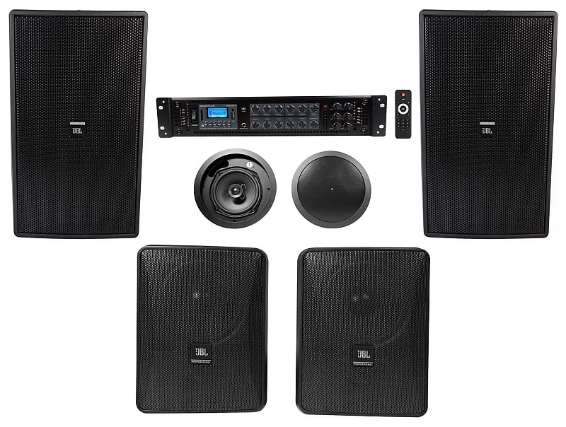 JBL Restaurant Kit w/6-Zone Amplifier+(2) 8&quot;+(2) 5.25&quot;+(2) 6.5&quot; Ceiling Speakers  			
