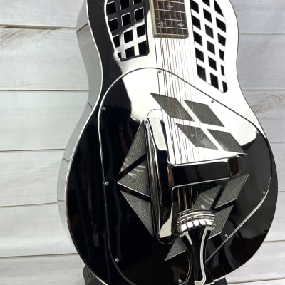 Royall Resonators Royall Trifecta Bright Mirror Nickel Finish Brass Body Tricone Resonator Guitar image 2