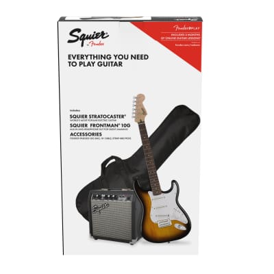 Squier Stratocaster Pack, LRL, Brown Sunburst, Gig Bag, 10G, Open Box for sale