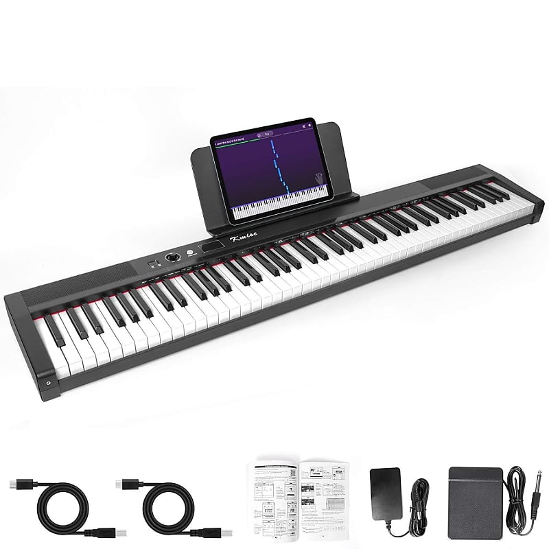 Piano Keyboard 88 Key Full Size Semi Weighted Electronic Digital Piano With Music Stand,Power Supply,Sustain Pedal,Bluetooth,Midi,For Beginner Professional At Home/Stage image 1