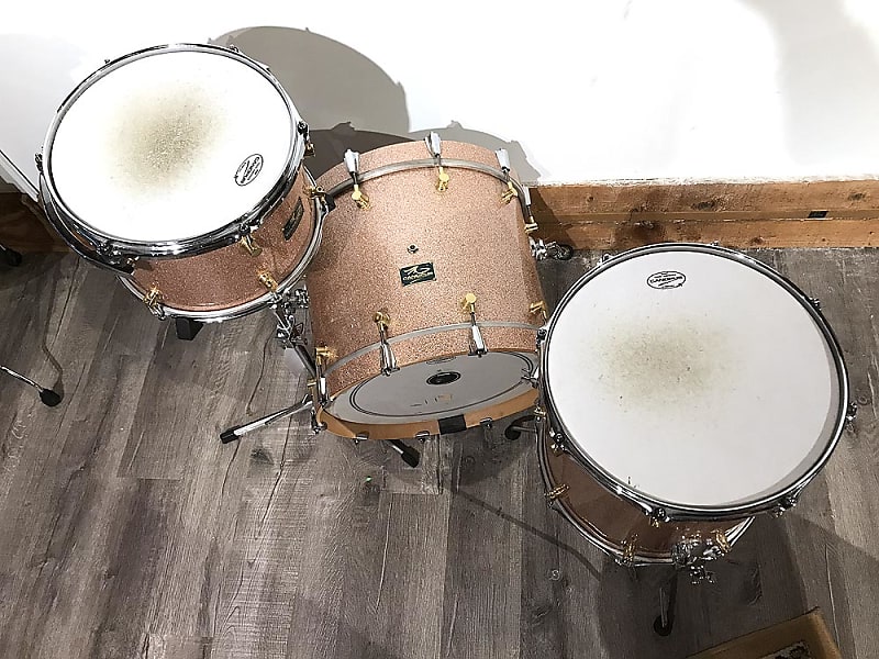 Used Canopus RFM 3pc Jazz Drum Set Champagne Sparkle w/ Bags | Reverb