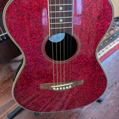 Daisy Rock 6225 Deep Pink Sparkle Acoustic Electric Guitar image 4