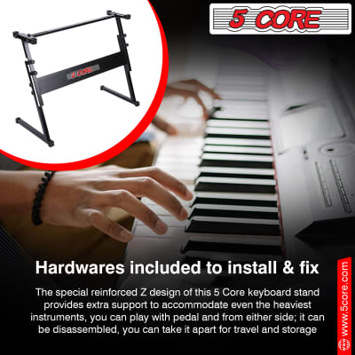 5 Core Piano Keyboard Stand 1 Piece for 61 or 54 Keys Black Height Adjustable Z Stand Casio Midi controller Stand  KS Z1 image 12