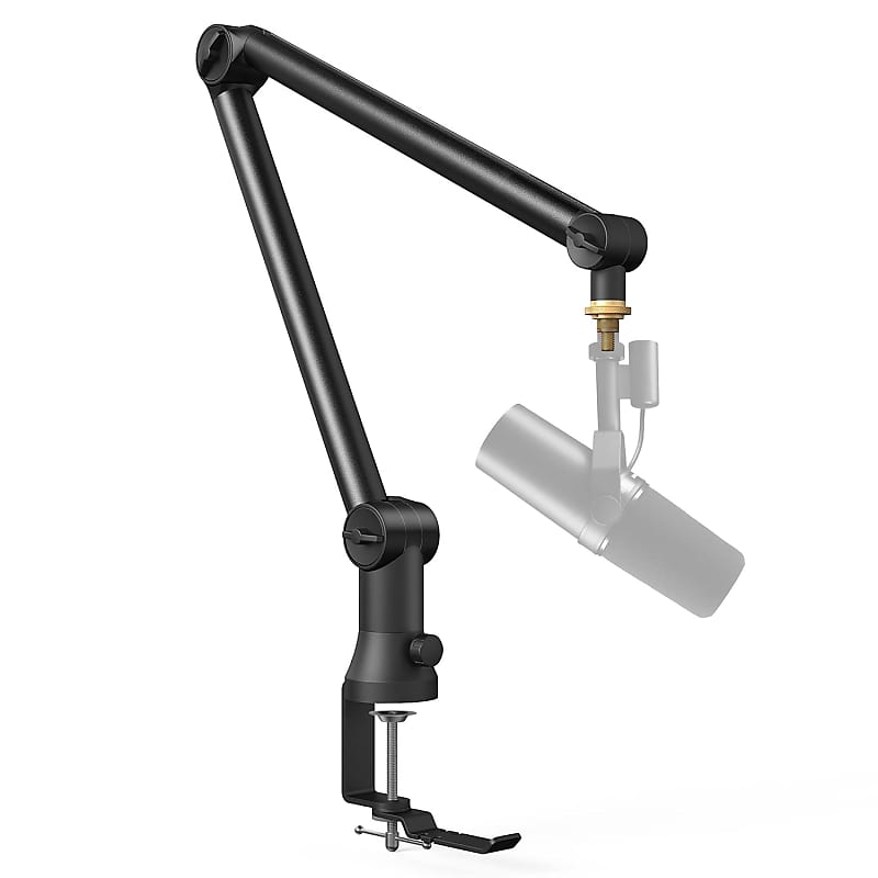 Mic Arm Desk Mount(Longer)For Shure Sm7B/Mv7/Blue Yeti/Nano/Hyperx  Quadcast, Adjustable 360° Rotatable Universal Heavy Duty Metal Mic Arm With  3/8 To 5/8 Adapter, Cable Trough, Headset Hook