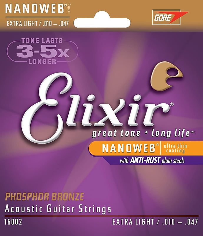 Elixir Nanoweb Phosphor Bronze Extra Light Acoustic Strings image 1