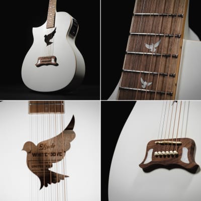 Lindo Left Handed White Dove V2 Electro Acoustic Guitar with Preamp / Tuner / EQ and Padded Gigbag image 2