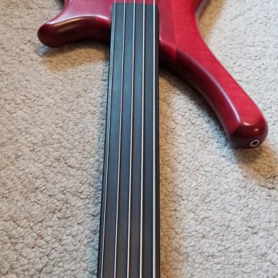 Warwick Fortress One 5 string fretless bass 1994 Burgundy Red Transparent image 16