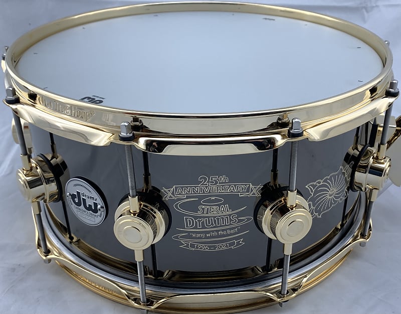 DW 6.5x14 Black Nickel/Gold over Brass Snare Drum -Hand Engraved by John Aldridge (25th Anniversary) image 1