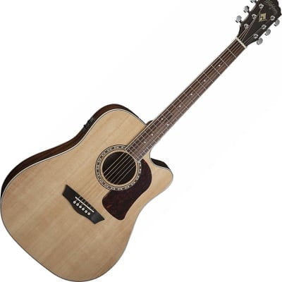 Washburn HD10SCE Dreadnought Cutaway Acoustic-Electric Guitar, Natural image 2