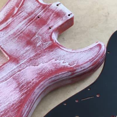 Lefty All Parts Strat Body Left Custom Heavy Relic HSH Candy Apple Red Stain Solid ASH Body 3.9 lb image 15