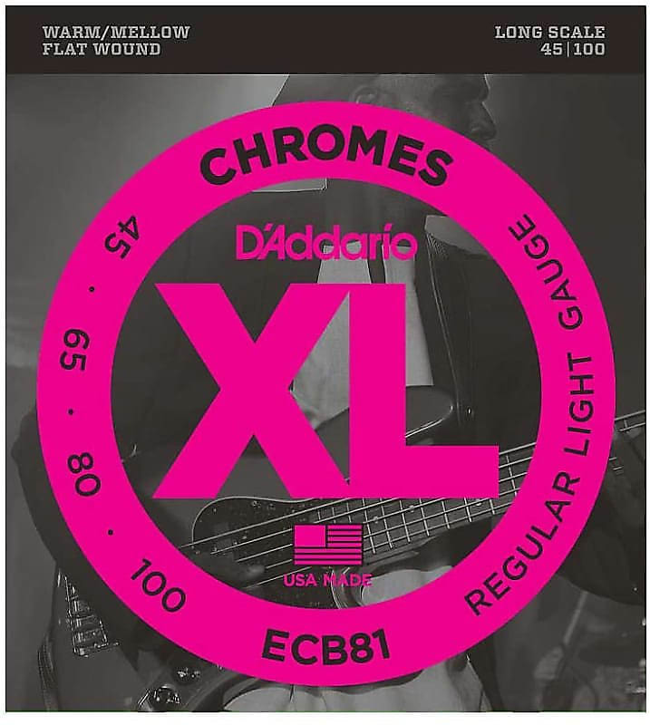 D'Addario Chromes Flatwound Bass Strings - .045-.100 Light image 1