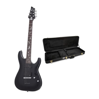 Schecter Damien Platinum-6 6-String Electric Guitar (Right-Hand, Satin Black) with Knox Gear Protective Carrying Case Bundle image 1