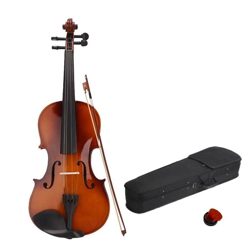 Natural Basswood Full Size 4/4 Acoustic Violin Set With Case + Bow + Rosin image 1