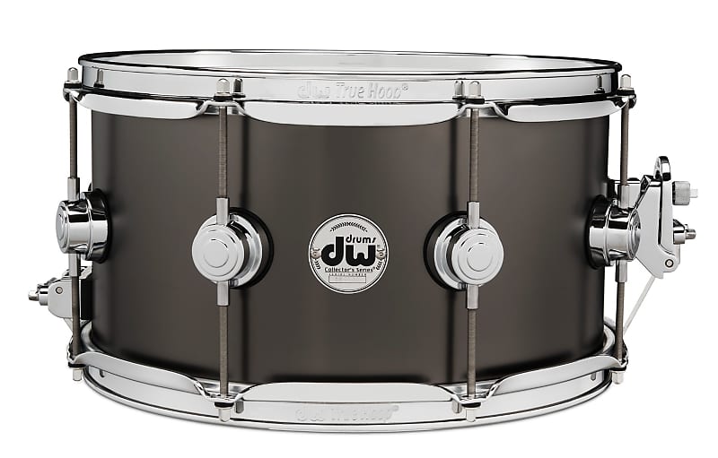 DW Collectors Series Satin Black Brass Snare Drum 13x7 Chrome Hardware image 1