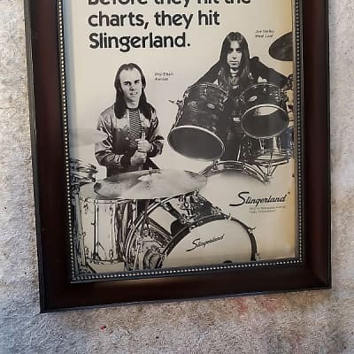 1979 Slingerland Drums Promotional Ad Framed Phil Ehart (Kansas), Joe Stefko (Meat Loaf) Original for sale