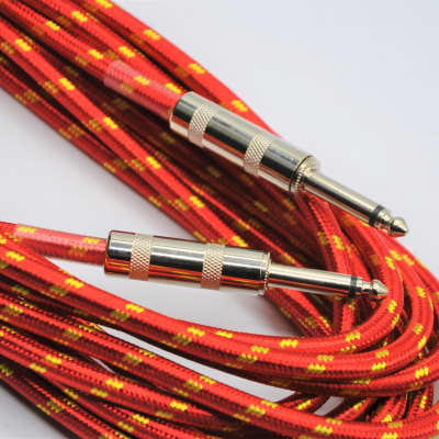 20ft Braided RED Electric/Acoustic Guitar/Bass Instrument Cable Chord Copper Core Material image 2