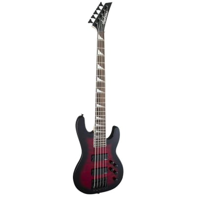 Jackson JS Series Concert Bass JS3VQ 5-String Bass Guitar (Trans Red Burst)(New) image 3