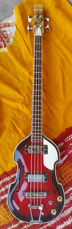 Aria Violin Scroll Bass 1960's Red Burst | Reverb