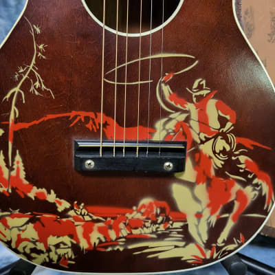 Vintage 1958 Silvertone by Harmony 1/2 Size Cowboy Guitar Pro Setup Original Cowboy Soft Shell Case image 4