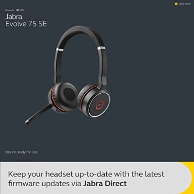 Jabra Evolve 75 SE Wireless Stereo Headset - Bluetooth Headset with Noise-Cancelling Mic & Active Noise Cancellation - Certified for Google Meet & Zoom, works with all other leading platforms - Black image 9