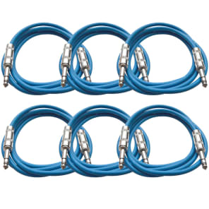 SEISMIC AUDIO New 6 PACK Blue 1/4" TRS 6' Patch Cables image 2