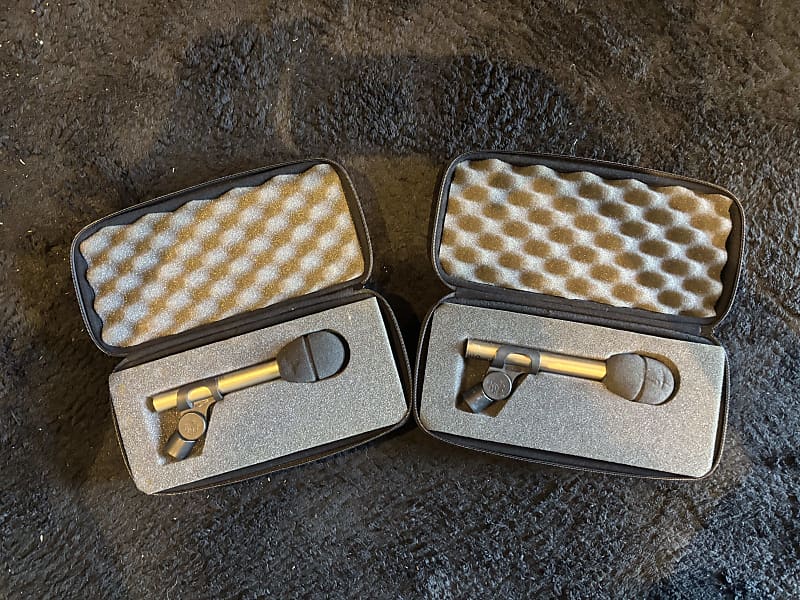 Matched Pair – AKG C451 B Microphones – Original Box &amp; Clips  			