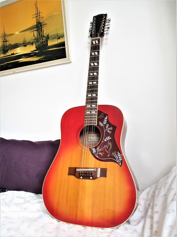 Kiso Suzuki Hummingbird 1978 red sunburst 12 string guitar