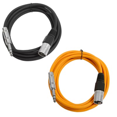 2 Pack of 1/4 Inch to XLR Male Patch Cables 10 Foot Extension Cords Jumper - Black and Orange image 1