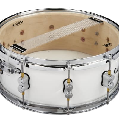PDP Maple Snare Drum - Pearl White - Chrome 5.5" X 14" w/ Remo Head image 3