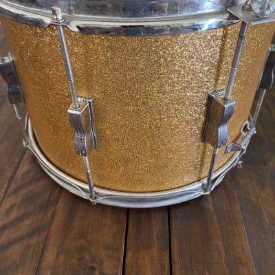 Vintage Ludwig Keystone Marching Snare 14x10 Keystone Marching Snare 1960s Gold Yellow Sparkle image 3