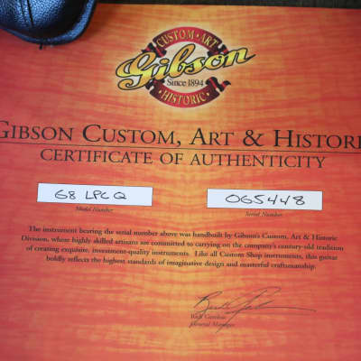 2006 Gibson Les Paul Custom 1968 Reissue Single-Cut Electric Guitar 5A Antique Natural Quilt Top + COA OHSC image 3