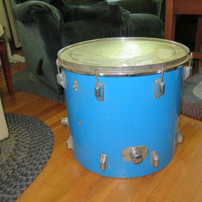 1972 vintage usa Rogers 18" blue floor tom / jazz bass drum for drum set kit snare image 2