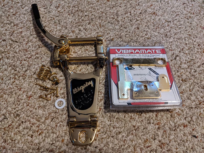 Vibramate Left-Handed V7-335 E-Series with Left-Handed Bigsby B7 Gold image 1