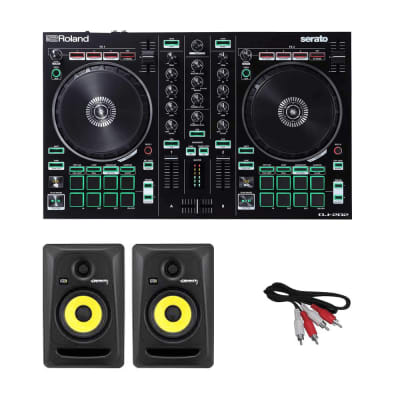 Roland DJ-202 Serato DJ Controller with KRK ROKIT RP5 G3 ACTIVE STUDIO MONITOR (PAIR) and RCA Cables image 1