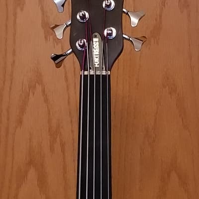 Warwick Fortress One 5 string fretless bass 1994 Burgundy Red Transparent image 3