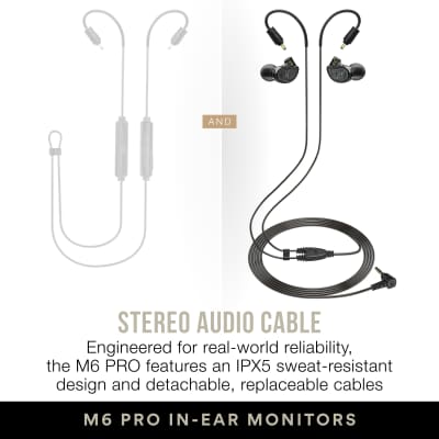MEE audio M6 PRO 2nd Generation Musicians’ in-Ear Monitors Wired + Wireless Combo Pack Black image 3