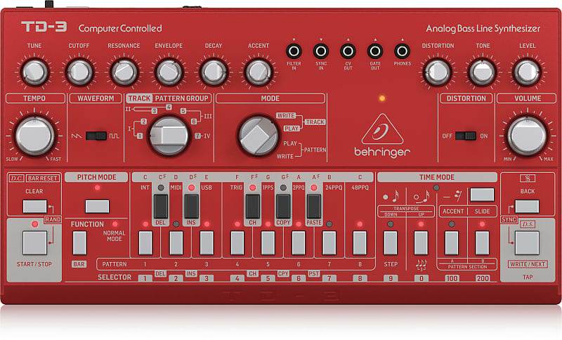 Behringer TD-3 Analog Bass Line Synthesizer (Red) image 1