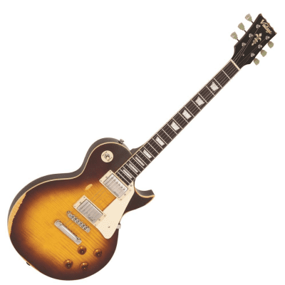 Vintage V100MRTSB ICON Electric Guitar - Distressed Tobacco Sunburst image 1