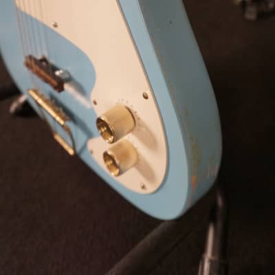 Kay Vanguard 60s - Light Blue Electric Guitar w/ Chipboard Case image 7