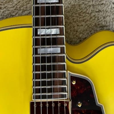 D'Angelico Ltd Deluxe EXL1 Hollowbody Guitar, Matte Yellow w/Case, DADEXL1MYLGT image 8